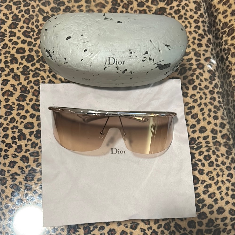 Dior Silver and Brown Sunglasses with Case